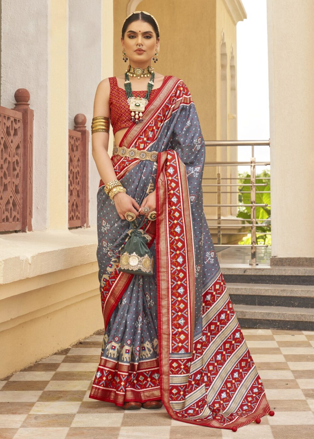 TATHASTU ART SILK PRINTED PATOLA SAREE