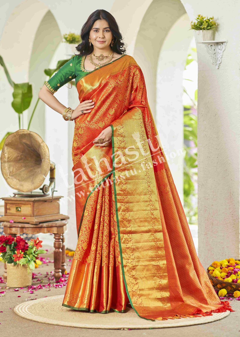 TATHASTU PURE SILK BROCADE SAREE