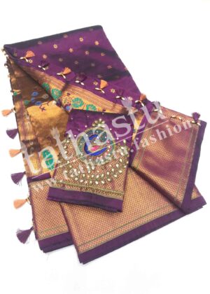 TATHASTU ART SILK PAITHANI WITH AARI WORK BLOUSEPIECE