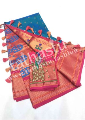 TATHASTU ART SILK PAITHANI WITH AARI WORK BLOUSEPIECE