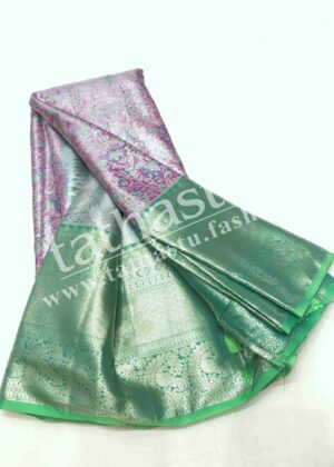 TATHASTU ART SILK TISSUE SAREE WITH AARI WORK BLOUSEPIECE