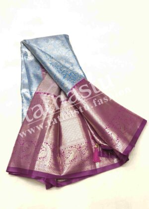 TATHASTU ART SILK TISSUE SAREE WITH AARI WORK BLOUSEPIECE