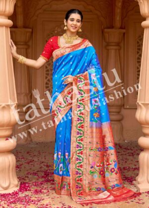 TATHASTU PURE SILK FLORAL BORDER PAITHANI