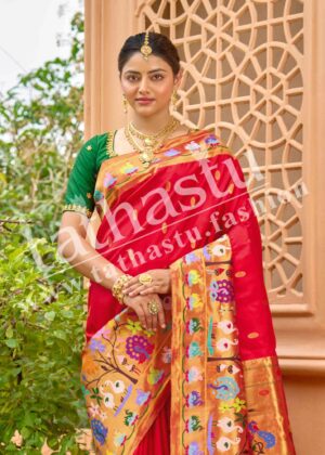 TATHASTU PURE SILK FLORAL BORDER PAITHANI