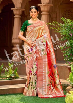 TATHASTU PURE SILK MUNIYA BORDER PAITHANI