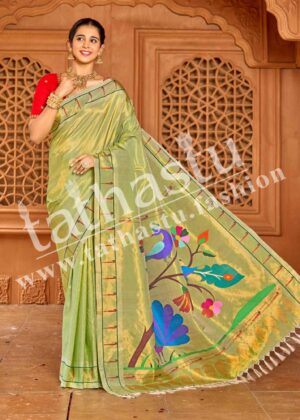 TATHASTU PURE SILK MUNIYA BORDER PAITHANI