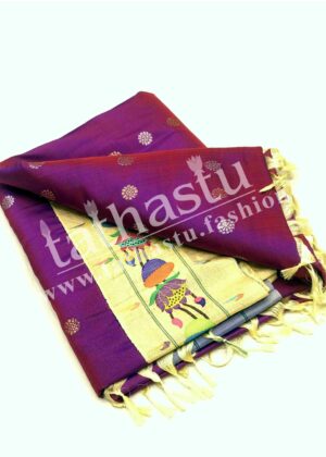 TATHASTU PURE SILK FLORAL BORDER PAITHANI